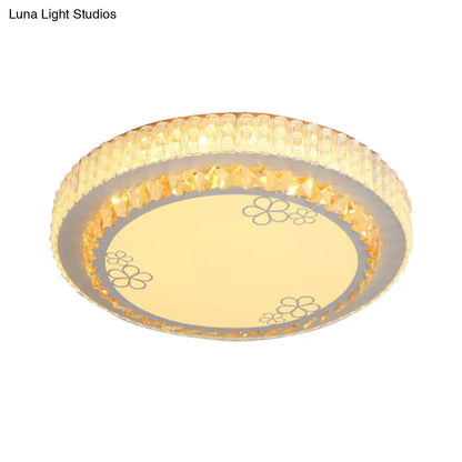 DecorBites™ DecorBites™ White Crystal LED Flush Mount Lamp with Flower Pattern - Elegant Bedroom Lighting