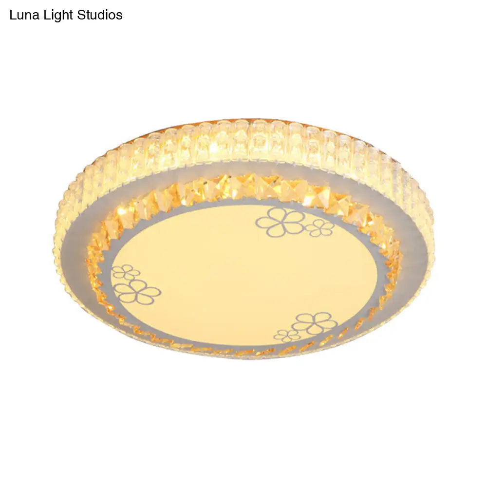 DecorBites™ DecorBites™ White Crystal LED Flush Mount Lamp with Flower Pattern - Elegant Bedroom Lighting