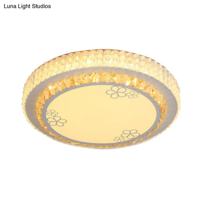 DecorBites™ DecorBites™ White Crystal LED Flush Mount Lamp with Flower Pattern - Elegant Bedroom Lighting