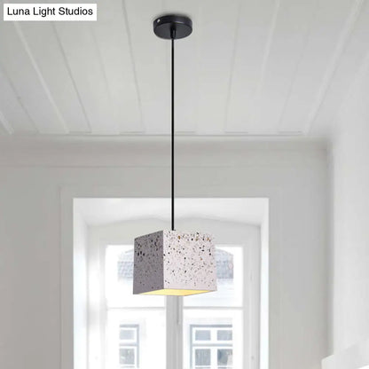 White Cube Pendant Light - Modern Nordic Terrazzo Ceiling Lamp for Restaurants