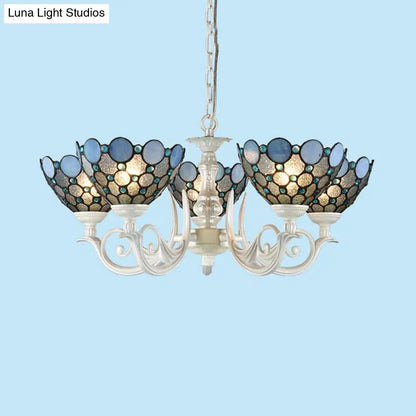 White Cut Glass Bowl Chandelier Kit - 3/5 Lights for Bedroom Lighting by Tiffany