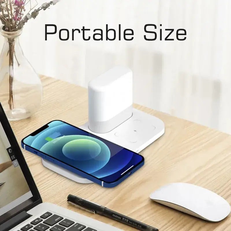 White decorbites led wireless night light bedroom lamp with dual charging pads and sleek minimalist wireless charger design