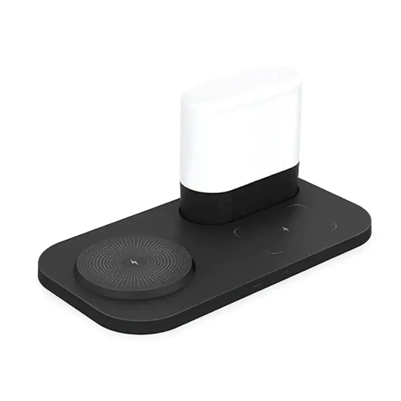 Black wireless charging stand with white and black airpods holder for decorbites led wireless night light bedroom lamp