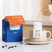 White disposable coffee filter bags in a pour-over setup featuring decorbites coffee filter for efficient brewing