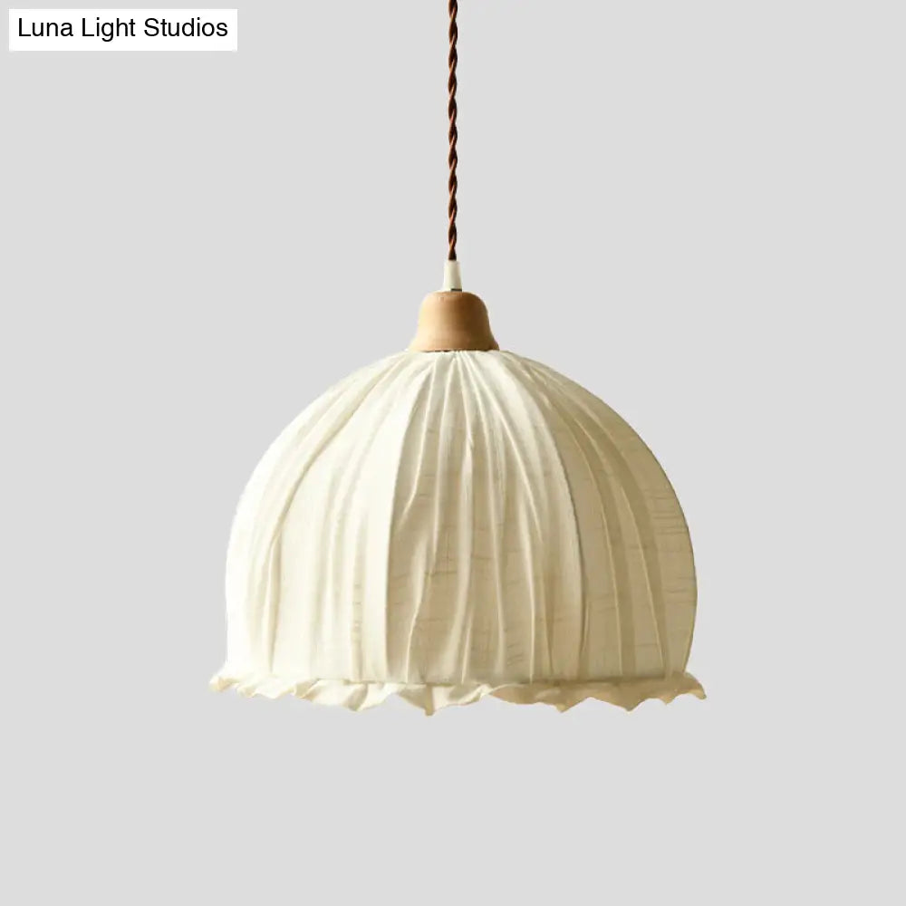 White Dome Fabric Suspension Light - Modernist 1-Light Pendant Lamp for Restaurants