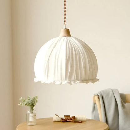 White Dome Fabric Suspension Light - Modernist 1-Light Pendant Lamp for Restaurants