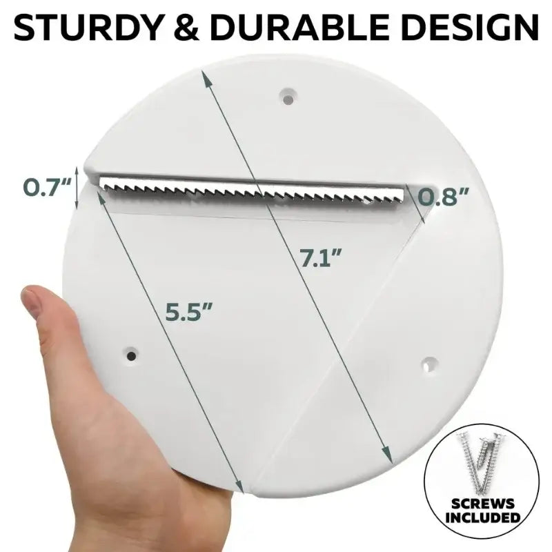 White easy twist jar opener with adhesive mount and serrated metal blade for kitchen lid removal