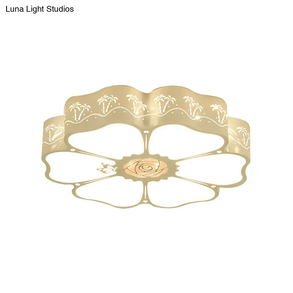 DecorBites™ DecorBites™ White Etched Petal Metal Ceiling Light for Kids' Bedroom or Bathroom