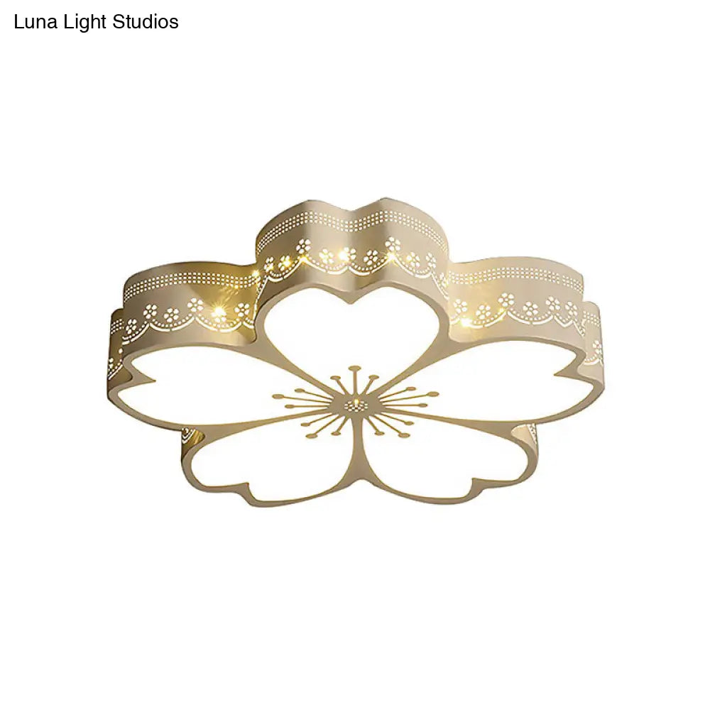 DecorBites™ DecorBites™ White Etched Petal Metal Ceiling Light for Kids' Bedroom or Bathroom