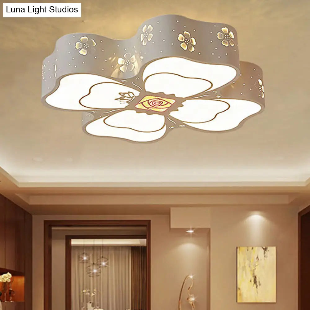 DecorBites™ DecorBites™ White Etched Petal Metal Ceiling Light for Kids' Bedroom or Bathroom