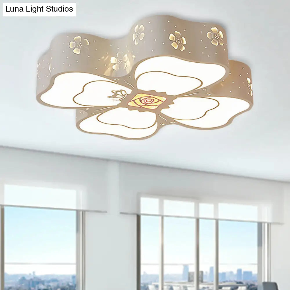 DecorBites™ DecorBites™ White Etched Petal Metal Ceiling Light for Kids' Bedroom or Bathroom