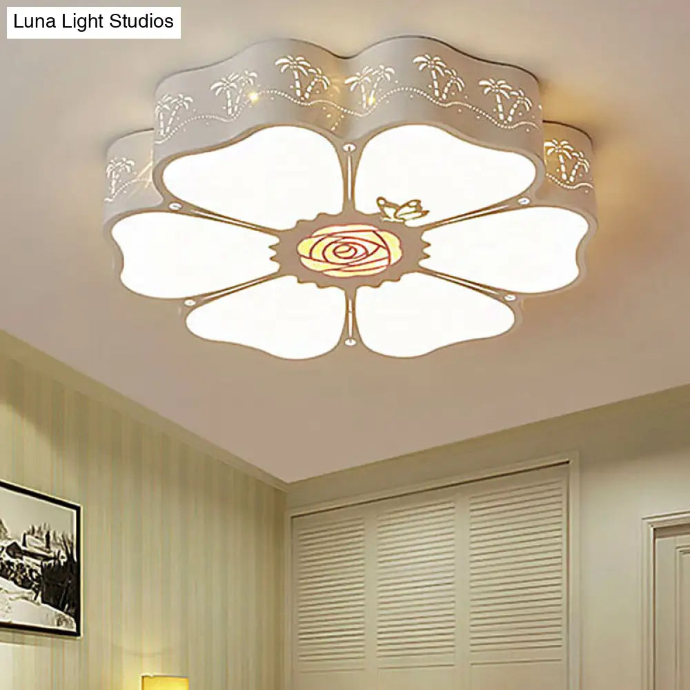 DecorBites™ DecorBites™ White Etched Petal Metal Ceiling Light for Kids' Bedroom or Bathroom