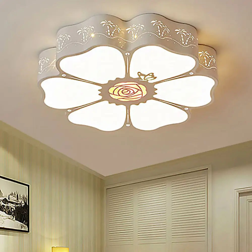DecorBites™ DecorBites™ White Etched Petal Metal Ceiling Light for Kids' Bedroom or Bathroom