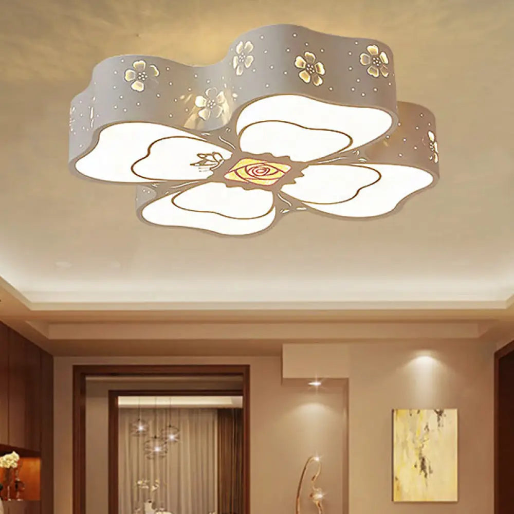 DecorBites™ DecorBites™ White Etched Petal Metal Ceiling Light for Kids' Bedroom or Bathroom