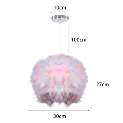White Feather Pendant Light With Metal Frame - Decorbites