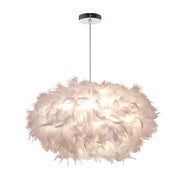 White Feather Pendant Light With Metal Frame - Decorbites