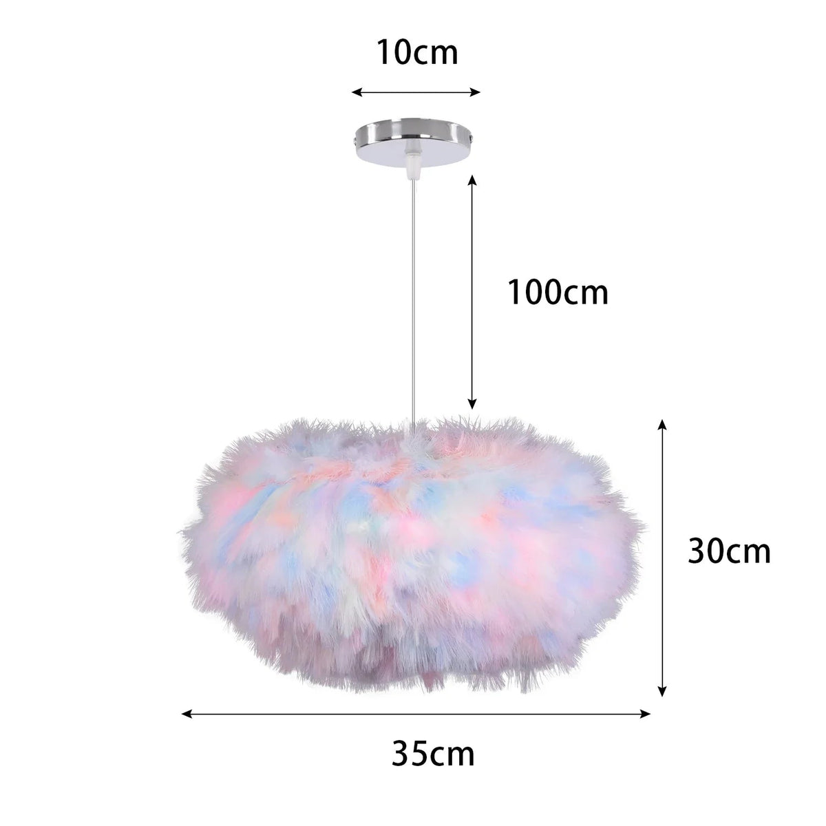 White Feather Pendant Light With Metal Frame - Decorbites
