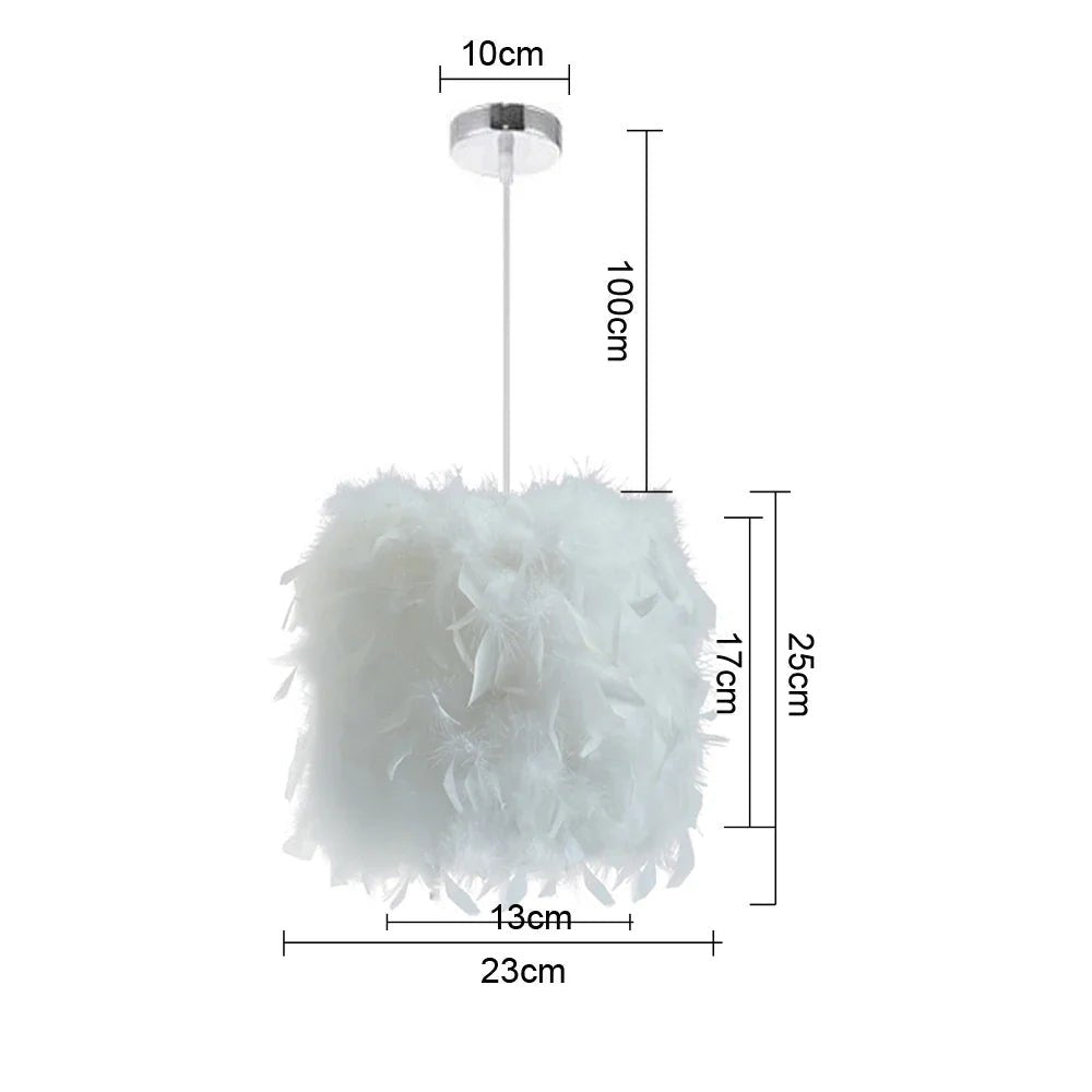 White Feather Pendant Light With Metal Frame - Decorbites