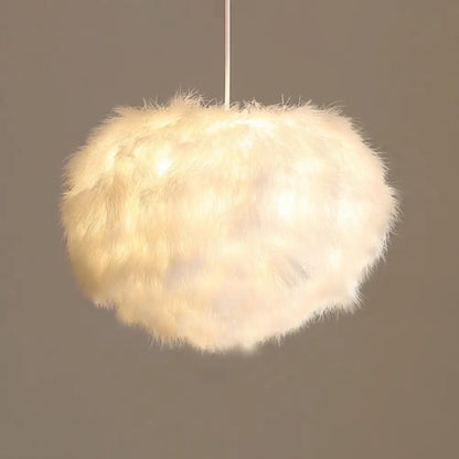 White Feather Spherical Chandelier - Simplicity for Dining Room Ceiling