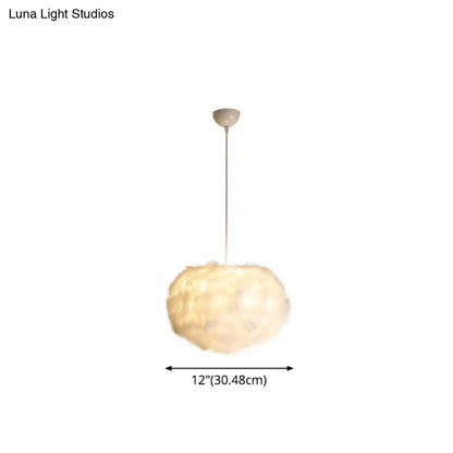 White Feather Spherical Chandelier - Simplicity for Dining Room Ceiling
