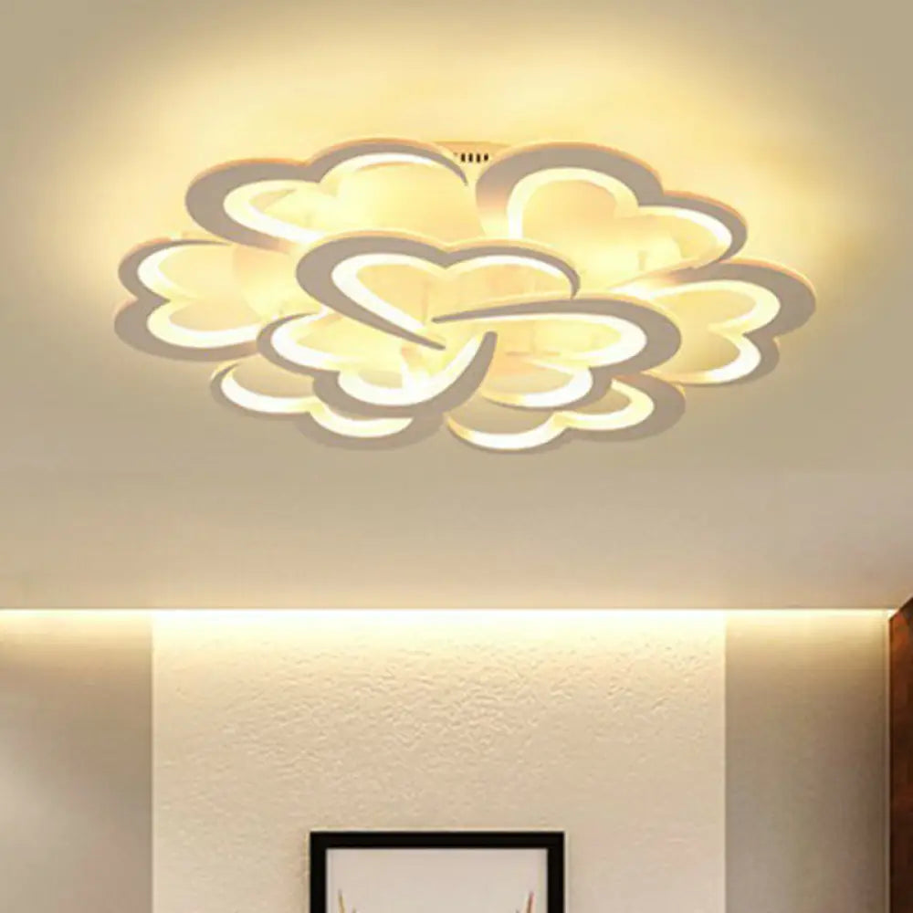 DecorBites™ DecorBites™ White Floral LED Ceiling Light for Minimalist Living Rooms
