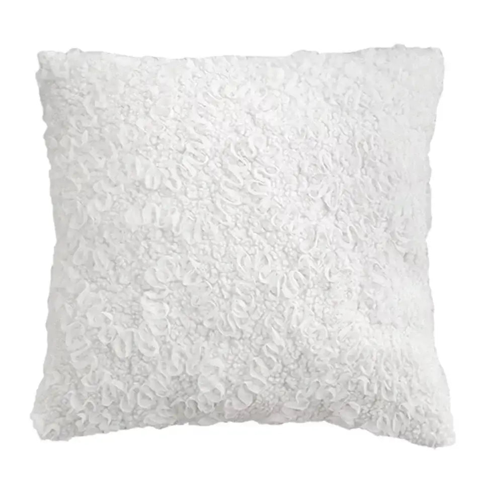White square cushion cover 45x45cm with textured ruffled ivorycamel polka dot fabric for living room use