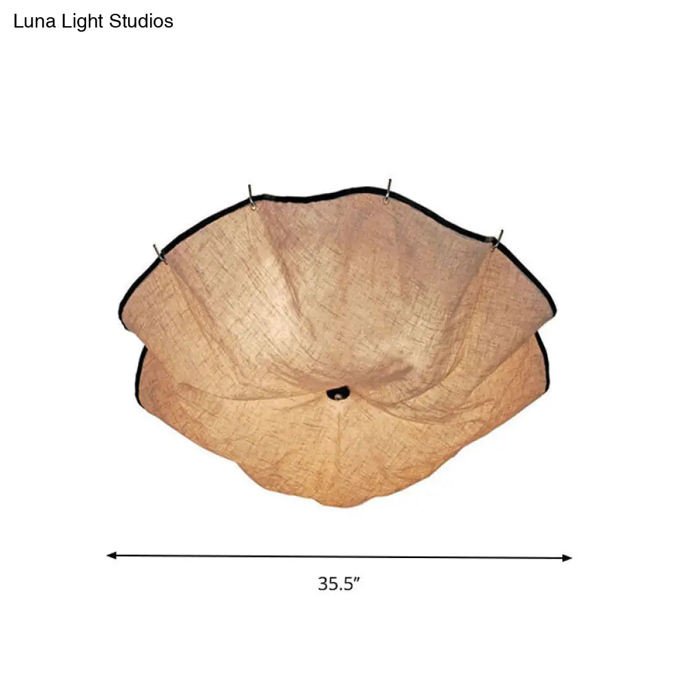 DecorBites™ DecorBites™ White Flushmount Ceiling Light with Modernist Design, Floral Fabric Lampshade - Set of 5 Bulbs for Bedroom