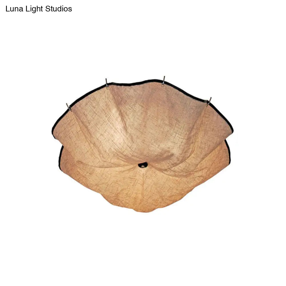 DecorBites™ DecorBites™ White Flushmount Ceiling Light with Modernist Design, Floral Fabric Lampshade - Set of 5 Bulbs for Bedroom