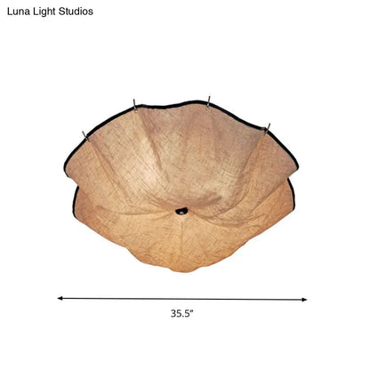 DecorBites™ DecorBites™ White Flushmount Ceiling Light with Modernist Design, Floral Fabric Lampshade - Set of 5 Bulbs for Bedroom