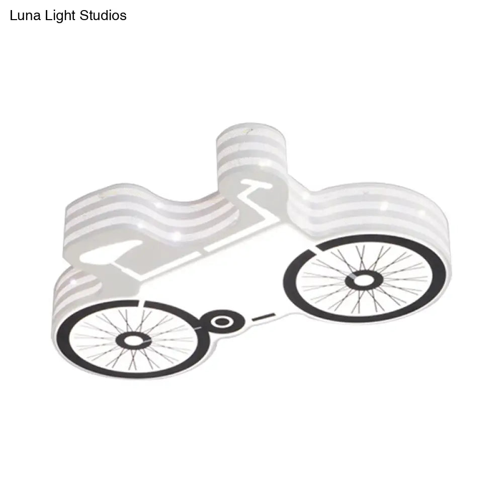 DecorBites™ DecorBites™ White Flushmount Iron Kids LED Ceiling Light with Recessed Diffuser - Ideal for Bicycle Child Dormitory