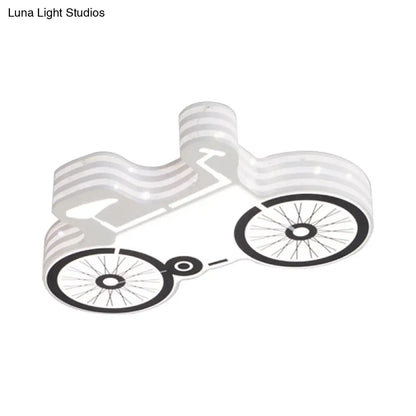 DecorBites™ DecorBites™ White Flushmount Iron Kids LED Ceiling Light with Recessed Diffuser - Ideal for Bicycle Child Dormitory