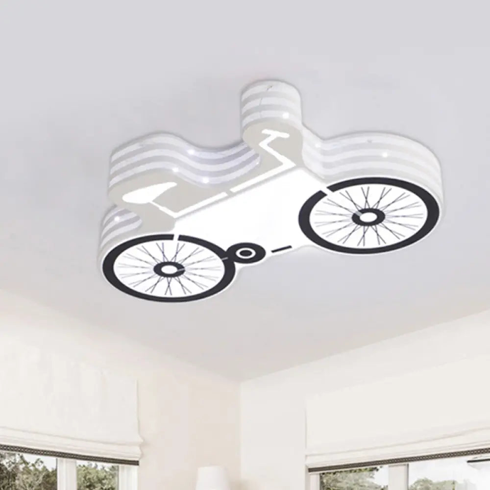 DecorBites™ DecorBites™ White Flushmount Iron Kids LED Ceiling Light with Recessed Diffuser - Ideal for Bicycle Child Dormitory
