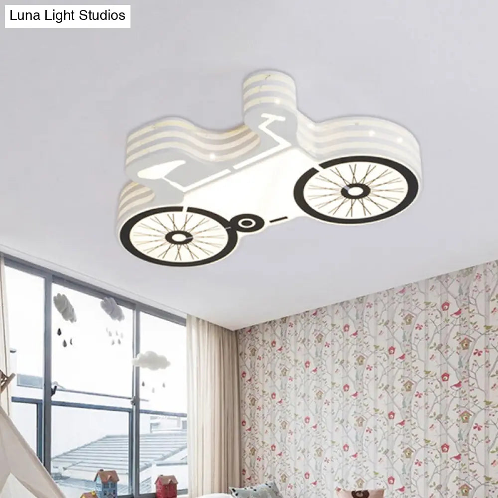 DecorBites™ DecorBites™ White Flushmount Iron Kids LED Ceiling Light with Recessed Diffuser - Ideal for Bicycle Child Dormitory