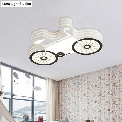 DecorBites™ DecorBites™ White Flushmount Iron Kids LED Ceiling Light with Recessed Diffuser - Ideal for Bicycle Child Dormitory