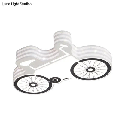 DecorBites™ DecorBites™ White Flushmount Iron Kids LED Ceiling Light with Recessed Diffuser - Ideal for Bicycle Child Dormitory