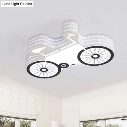 DecorBites™ DecorBites™ White Flushmount Iron Kids LED Ceiling Light with Recessed Diffuser - Ideal for Bicycle Child Dormitory