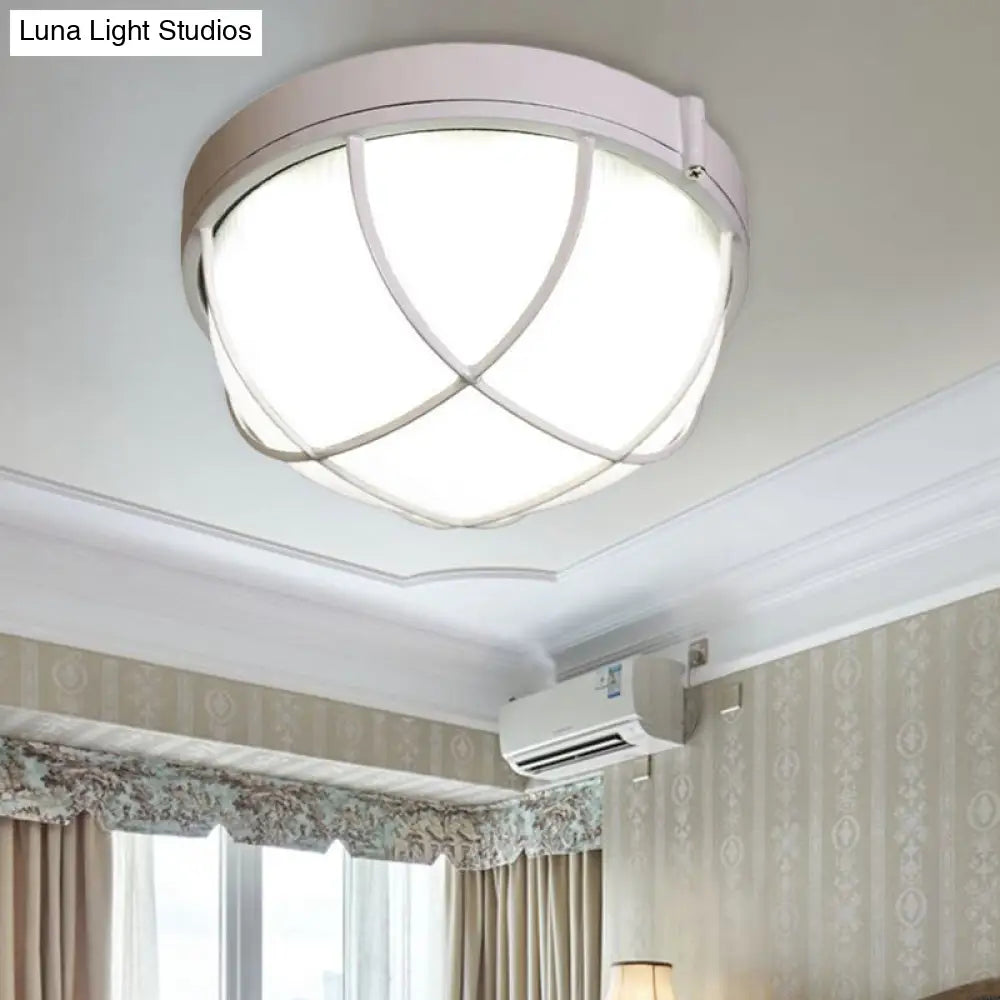 DecorBites™ DecorBites™ White Geometric Flush Ceiling Mount Light Fixture - Industrial Frosted Glass for Bedroom (9.5"/10" Wide)