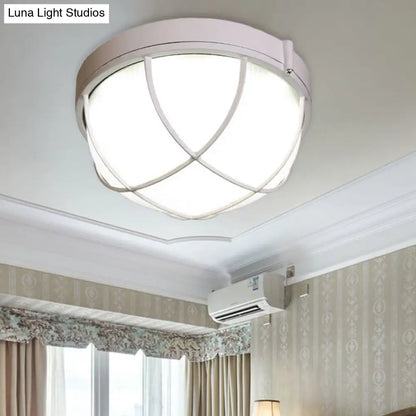 DecorBites™ DecorBites™ White Geometric Flush Ceiling Mount Light Fixture - Industrial Frosted Glass for Bedroom (9.5"/10" Wide)