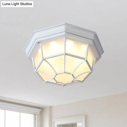 DecorBites™ DecorBites™ White Geometric Flush Ceiling Mount Light Fixture - Industrial Frosted Glass for Bedroom (9.5"/10" Wide)