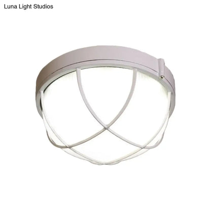 DecorBites™ DecorBites™ White Geometric Flush Ceiling Mount Light Fixture - Industrial Frosted Glass for Bedroom (9.5"/10" Wide)