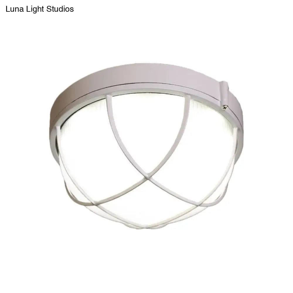 DecorBites™ DecorBites™ White Geometric Flush Ceiling Mount Light Fixture - Industrial Frosted Glass for Bedroom (9.5"/10" Wide)