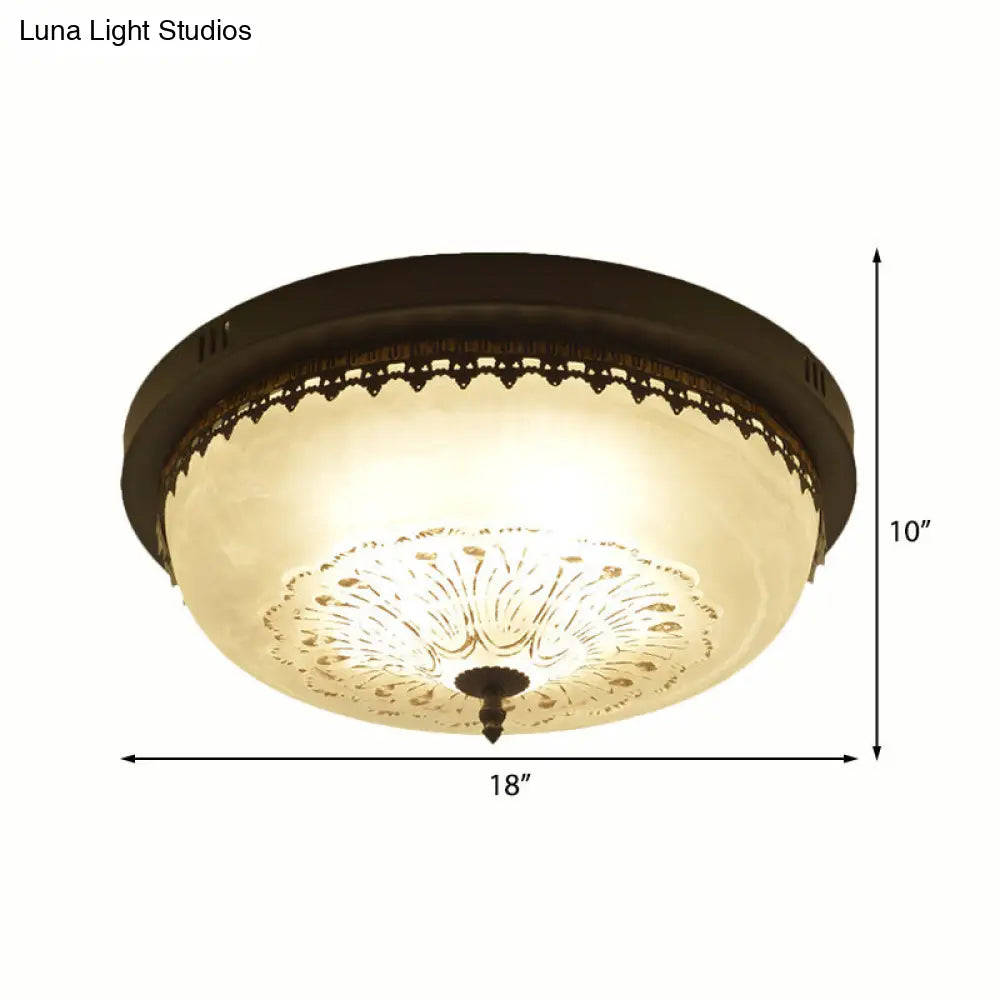 DecorBites™ DecorBites™ White Glass Flush Fixture with Traditional Design - 3/4 Lights - Black Finish - 14"/18" Wide