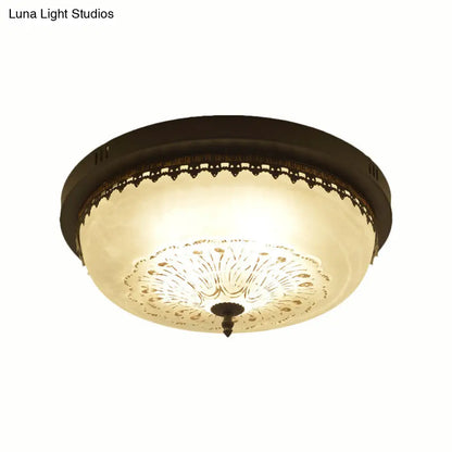 DecorBites™ DecorBites™ White Glass Flush Fixture with Traditional Design - 3/4 Lights - Black Finish - 14"/18" Wide