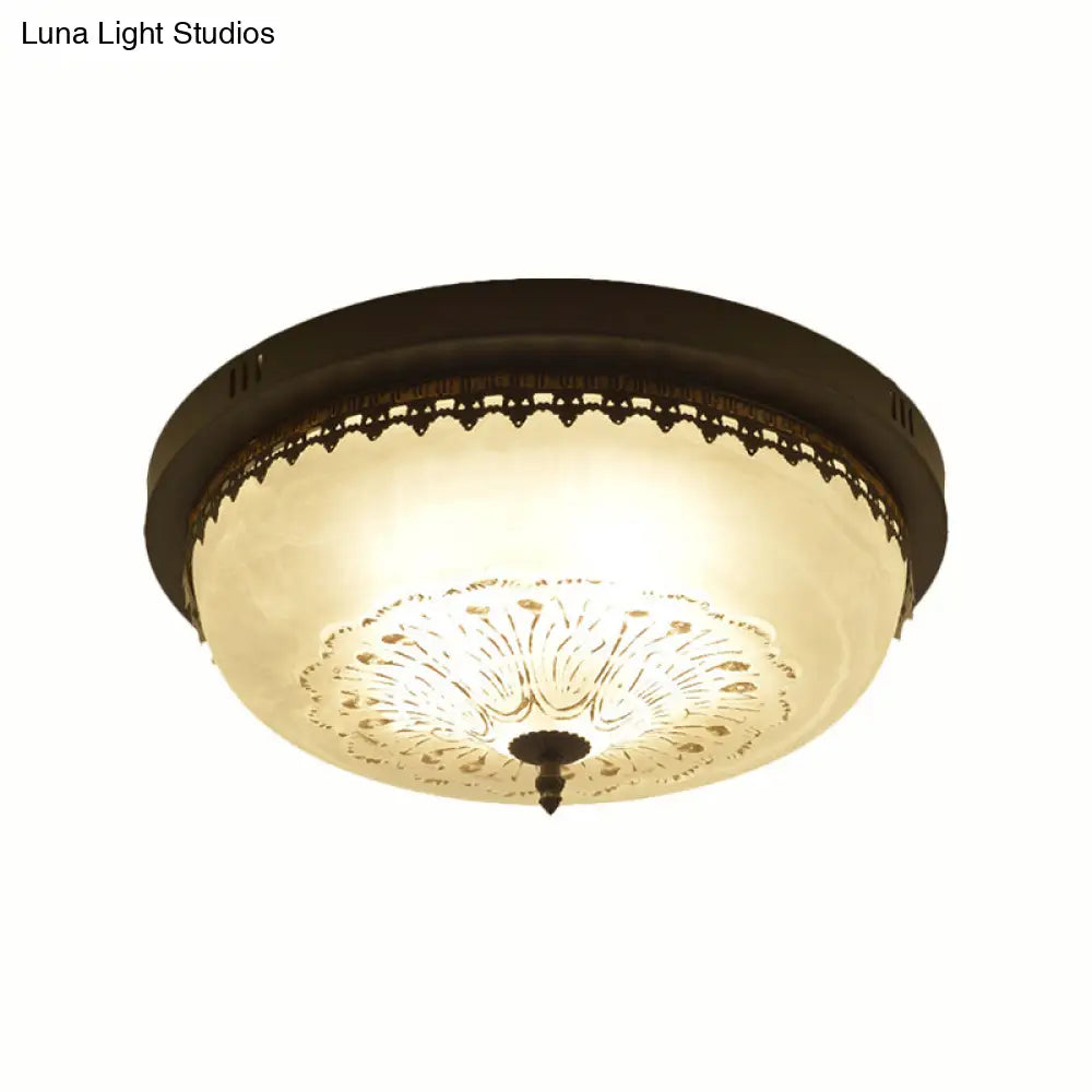 DecorBites™ DecorBites™ White Glass Flush Fixture with Traditional Design - 3/4 Lights - Black Finish - 14"/18" Wide