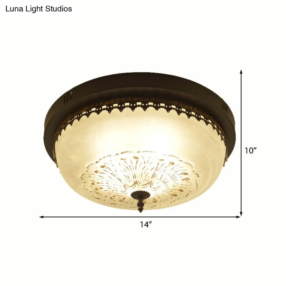 DecorBites™ DecorBites™ White Glass Flush Fixture with Traditional Design - 3/4 Lights - Black Finish - 14"/18" Wide