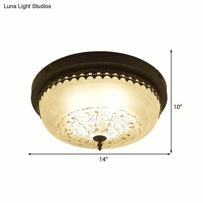 DecorBites™ DecorBites™ White Glass Flush Fixture with Traditional Design - 3/4 Lights - Black Finish - 14"/18" Wide