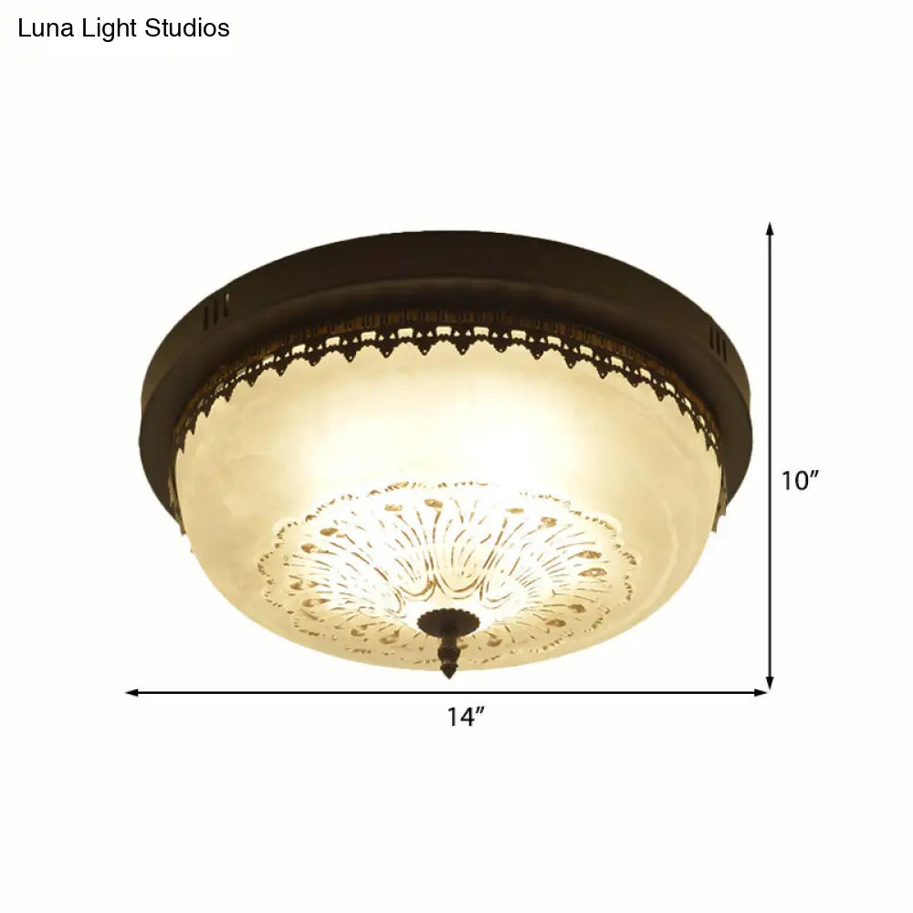 DecorBites™ DecorBites™ White Glass Flush Fixture with Traditional Design - 3/4 Lights - Black Finish - 14"/18" Wide
