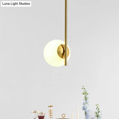 White Glass Pendant Light - Contemporary 1-Light Gold Ceiling Fixture