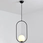 White Glass Pendant Light with Mid-Century Globe Design and Metal Ring