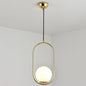 White Glass Pendant Light with Mid-Century Globe Design and Metal Ring